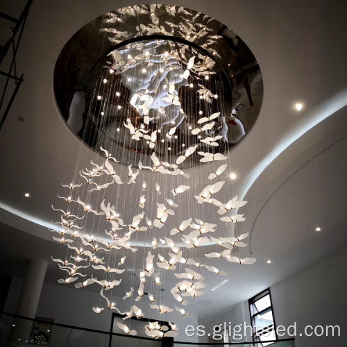 Vidrio artístico moderno de acero inoxidable de acero inoxidable Decoración de bodas de lujo Ligero de la jaula de pájaros